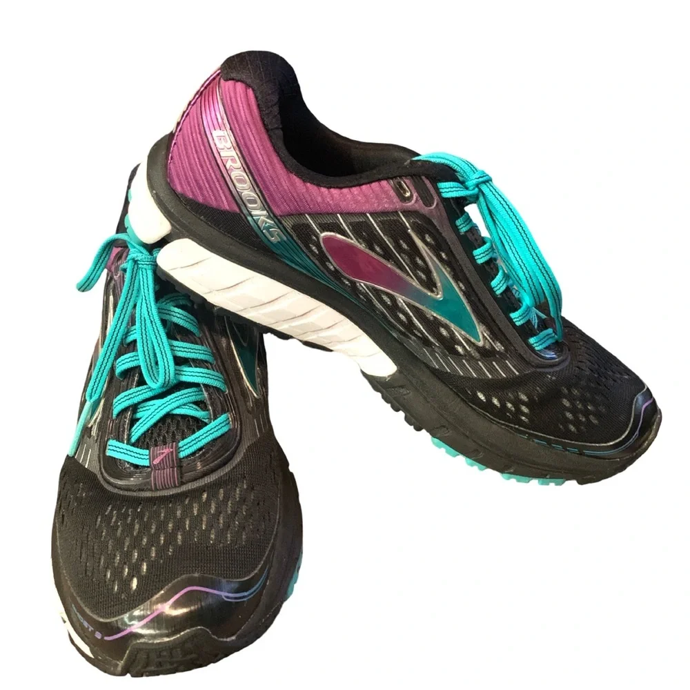 Brooks athletic sneakers GHOST  9 purple turquoise Sz 8.5D Wide Woman Running - Picture 2 of 7